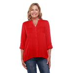 Load image into Gallery viewer, Roll Tab Long Sleeve Button Up Top with Lace Detail