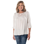 Load image into Gallery viewer, Lace Cutout Flowy 3/4 Sleeve Top