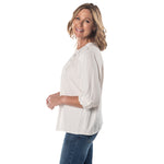 Load image into Gallery viewer, Lace Cutout Flowy 3/4 Sleeve Top