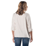 Load image into Gallery viewer, Lace Cutout Flowy 3/4 Sleeve Top