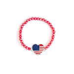 Load image into Gallery viewer, Crystal Bracelet with American Flag Heart Charm