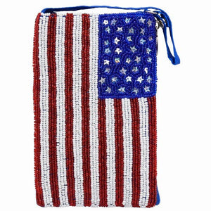 American Flag Beaded Crossbody Phone Purse