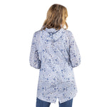 Load image into Gallery viewer, Blue Floral Hooded Drawstring Raincoat