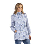 Load image into Gallery viewer, Blue Floral Hooded Drawstring Raincoat