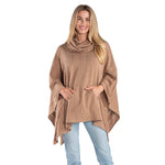 Load image into Gallery viewer, Camel Sweater Knit Sweater Poncho with Kangaroo Pocket
