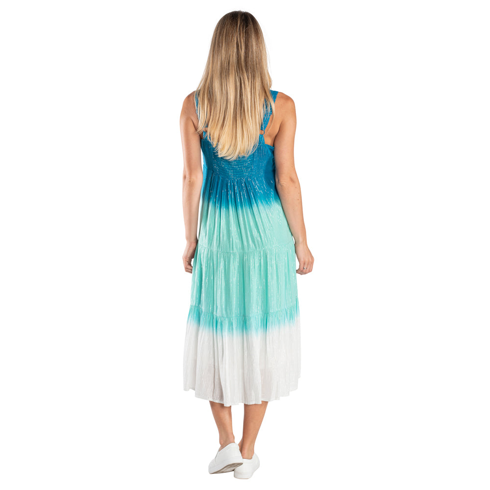 Ombre Teal Blue Tiered Sun Dress