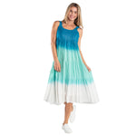 Load image into Gallery viewer, Ombre Teal Blue Tiered Sun Dress
