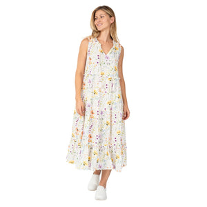Whimsical Floral Print Tiered Dress