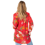 Load image into Gallery viewer, Rose + Everly Butterfly Print 3/4 Sleeve Round Neck Button Tunic
