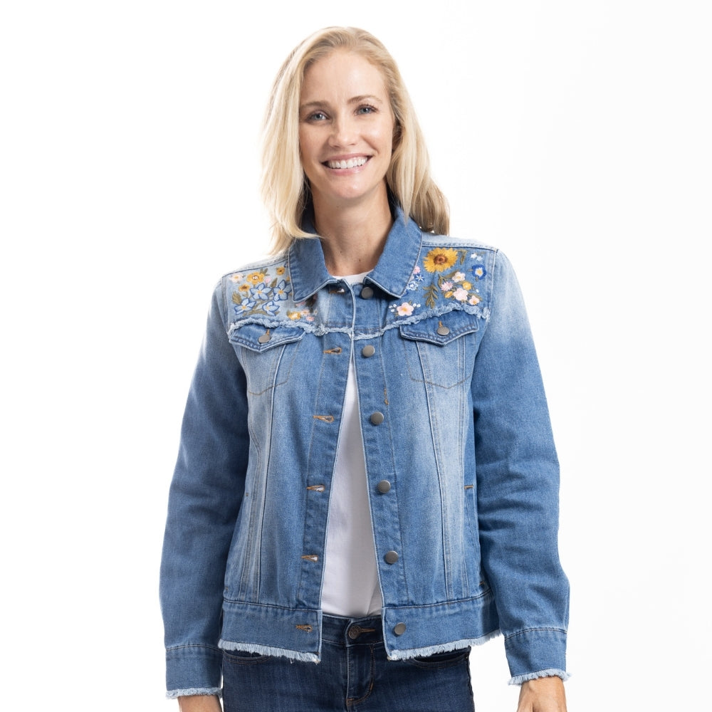 Sunflower Embroidery Jean Jacket – Linda Anderson