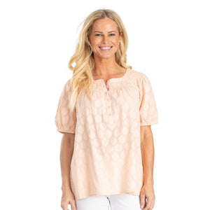 Peach Peasant Top with a Hint of Lurex