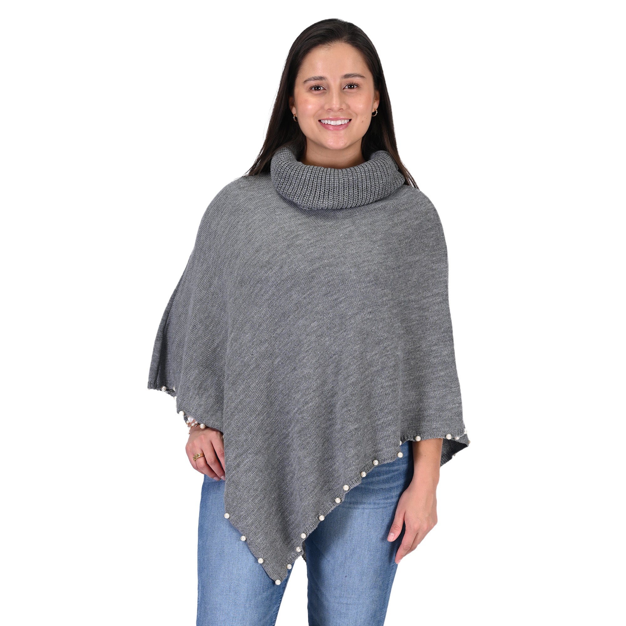 Silver Elegance Beaded Poncho