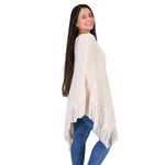 Load image into Gallery viewer, Ivory Knit Fringe Poncho

