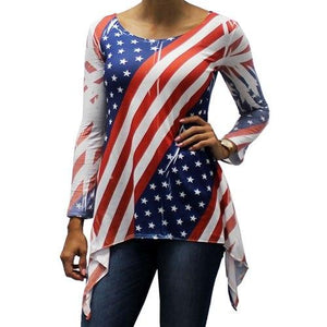 Diagonal American Flag Womens Shark Bite Top - The Flag Shirt