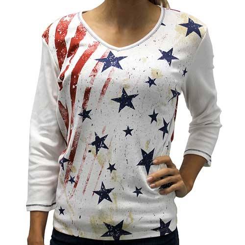 Ladies Vintage Stars and Stripes Top - The Flag Shirt