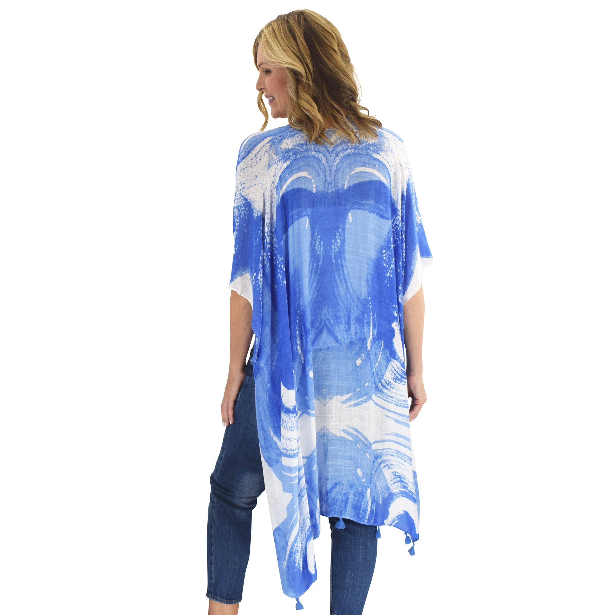 Blue Wave Viscose Kimono
