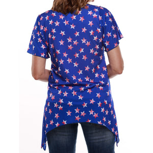 Women's Made in USA Star Spangled Sharkbite Short Sleeve Tunic