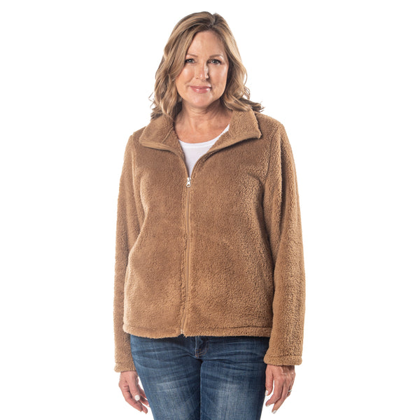 Camel Teddy Bear Sherpa Fleece Full Zip Jacket – Linda Anderson