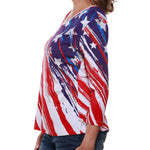 Load image into Gallery viewer, Women&#39;s American Flag 3/4 Sleeve Top
