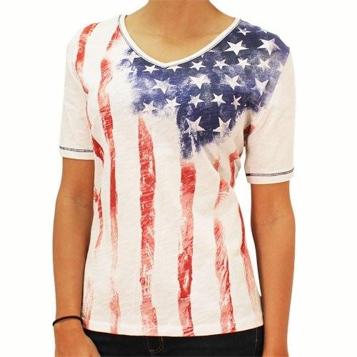 Old Glory V-neck Ladies Tie Dye Top - theflagshirt