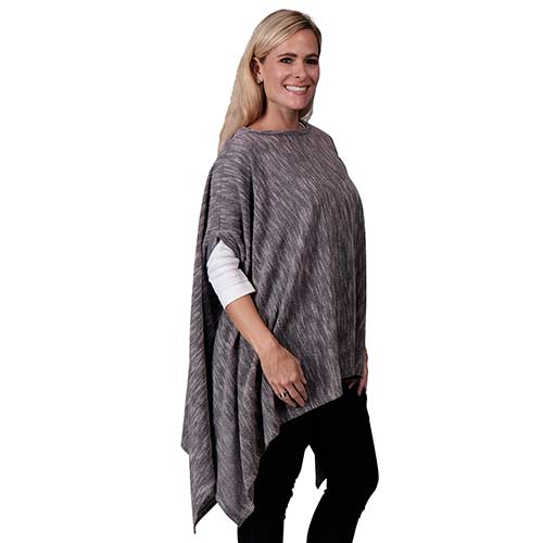 Le Moda Ladies Poncho with ethereal sleeves - One size at Linda Anderson. color_grey