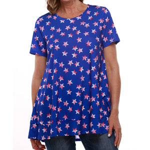 Women's Made in USA Star Spangled Short Sleeve Tunic