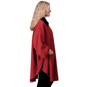 Solid Knit Fleece Wrap One Size Red at Linda Anderson
