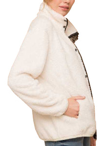 Fleece Jacket with Leopard Print at Linda Anderson