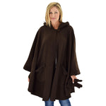 Load image into Gallery viewer, Le Moda Women’s Hooded Tonal Sherpa Trimmed Wrap with Matching Gloves at Linda Anderson. color_chocolate
