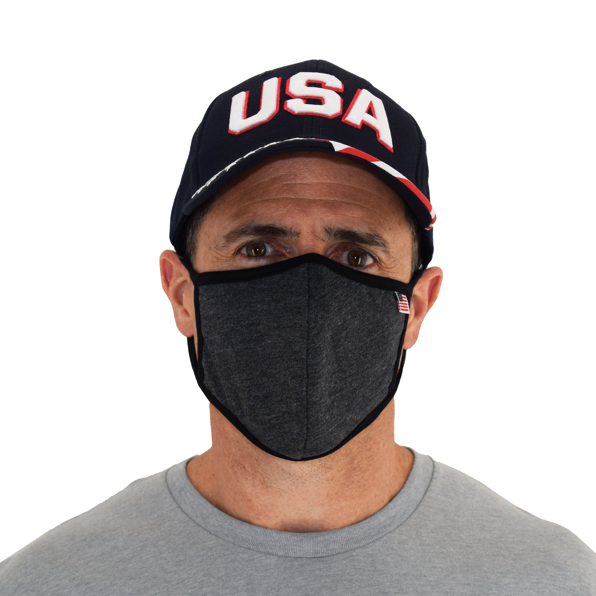 USA Flag Solid Face Mask Gray
