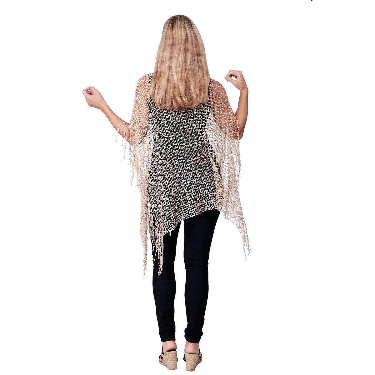 Wrap confetti poncho with Fringes at Linda Anderson