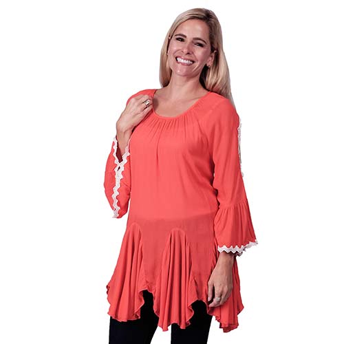 Godet Lace Trimmed Tunic at Linda Anderson
