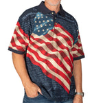 Load image into Gallery viewer, Men&#39;s Patriotic Waving American Flag 100% Cotton Polo Shirt
