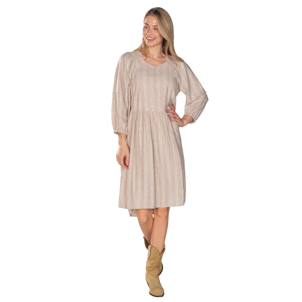 linen blend puff sleeve dress Linen Blend Puff-Sleeve V-Neck Mini Dress