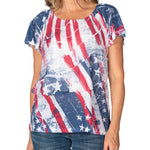Load image into Gallery viewer, Women&#39;s Stars &amp; Stripes Ruffle T-shirt - the flag shirt
