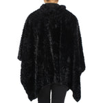 Load image into Gallery viewer, Womens Stripe Pattern Faux Fur Poncho at Linda Anderson. color_black

