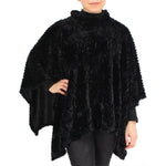 Load image into Gallery viewer, Womens Stripe Pattern Faux Fur Poncho at Linda Anderson. color_black

