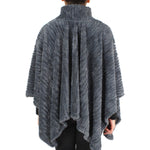 Load image into Gallery viewer, Womens Stripe Pattern Faux Fur Poncho at Linda Anderson. color_grey
