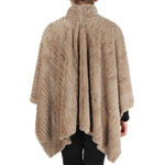 Load image into Gallery viewer, Womens Stripe Pattern Faux Fur Poncho at Linda Anderson. color_taupe
