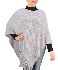 Womens Chenille Poncho with Tassel Hem at Linda Anderson