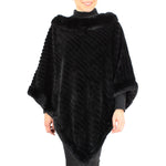 Load image into Gallery viewer, Fur Trim Faux Poncho 100% Polyester - Black

