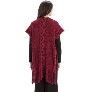 Le Moda Solid Knitted Kaftan Vest with Tassels at Linda Anderson