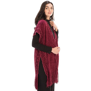 Le Moda Solid Knitted Kaftan Vest with Tassels at Linda Anderson