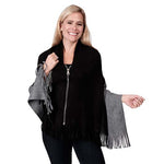 Load image into Gallery viewer, Two Tone Big Zipper Oblong Poncho-Scarf FOH7256-B/G at Linda Anderson
