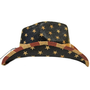 Patriotic Vintage Western American Flag Cowboy Hat