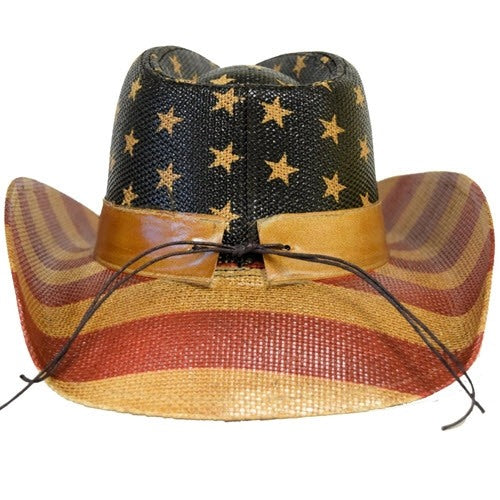 Patriotic Vintage Western American Flag Cowboy Hat