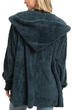 Load image into Gallery viewer, Le Moda Both Side Fur Open Jacket with Pockets - Teal at Linda Anderson
