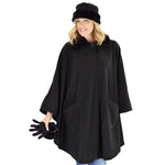 Load image into Gallery viewer, Le Moda Women&#39;s Black Fur Collar Polar Fleece Wrap with Matching Gloves and Hat-One Size Fits All at Linda Anderson. color_black
