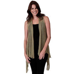 Load image into Gallery viewer, Le Moda Womenâ€™s Sleeveless Sheer Open Stitch Vest Cardigan at Linda Anderson. color_moss
