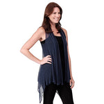 Load image into Gallery viewer, Le Moda Womenâ€™s Sleeveless Sheer Open Stitch Vest Cardigan at Linda Anderson. color_navy
